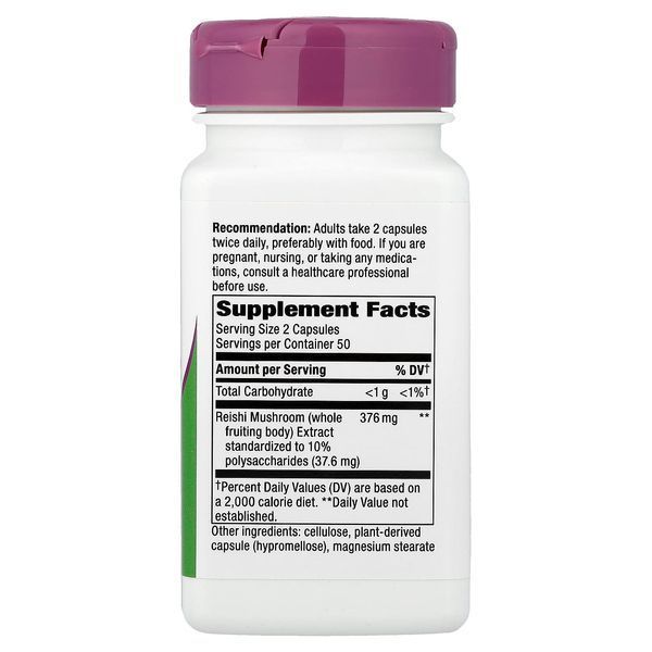 Грибы Рейши, Reishi, Standardized, Nature's Way, 376 mg, 100 Капсул