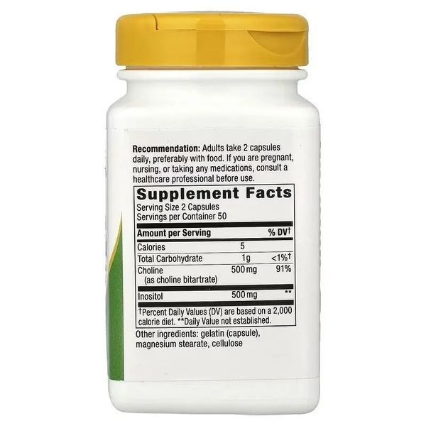 Холін та інозитол, 1000 мг, Choline & Inositol, Nature's Way, 100 капсул