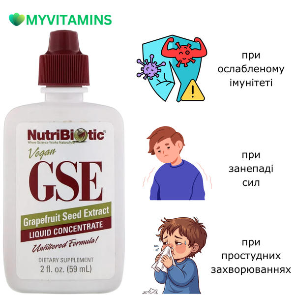 Рідкий концентрат GSE, екстракт насіння грейпфрута, Grapefruit Seed Extract, NutriBiotic, 118 мл
