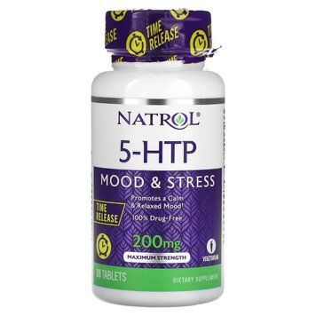 5-HTP (Гидрокситриптофан) медленного высвобождения, 200 мг, 5-HTP, Natrol, 30 таблеток