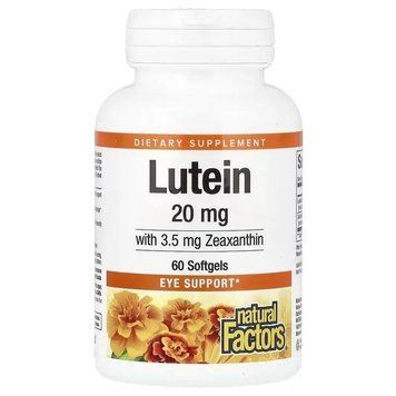 Лютеин 20 мг, Lutein, Natural Factors, 60 желатиновых капсул