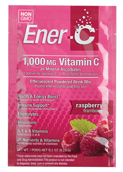 Вітамінний Напій для Підвищення Імунітету, Смак Малини, Vitamin C, Ener-C, 30 пакетиків