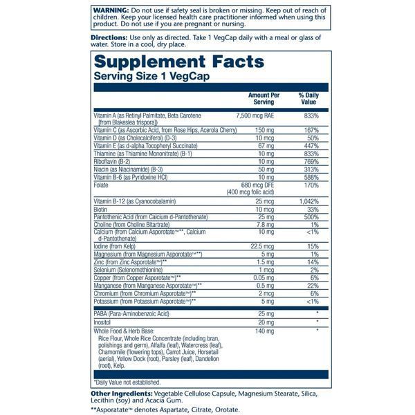 Мультивитамины, без железа, Once Daily High Energy Iron-Free, Solaray, 30 вегетарианских капсул