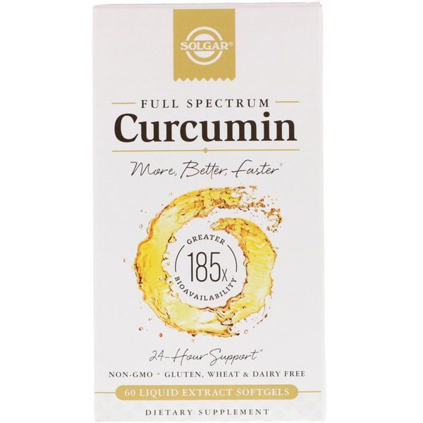 Куркумін, Full Spectrum Curcumin, Solgar, 60 желатинових капсул з рідким екстрактом