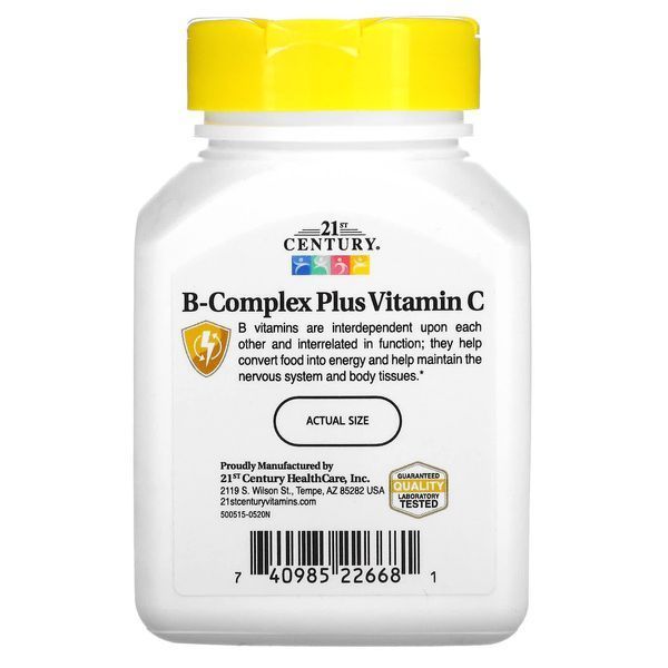 B-Комплекс и Витамин С, B-Complex Plus Vitamin C, 21st Century, 100 таблеток