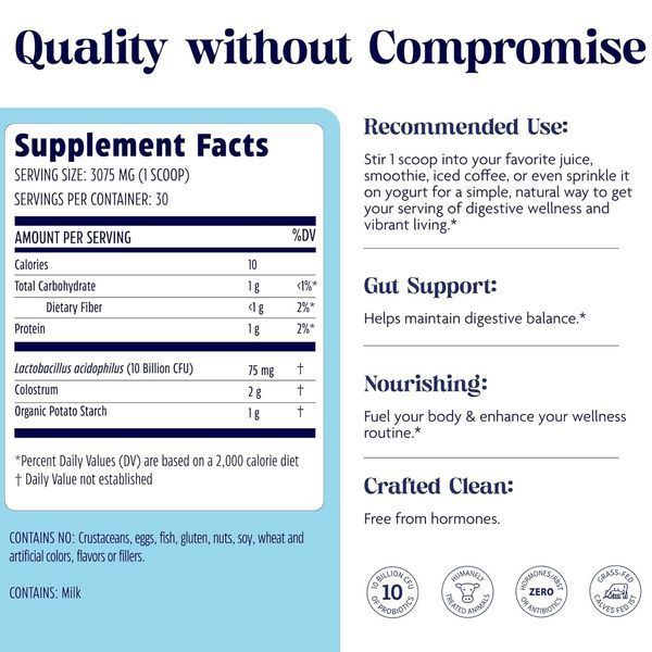 Молозиво з пробіотиком у порошку, Colostrum Powder with Probiotics, Enzymedica, 92,25 гр