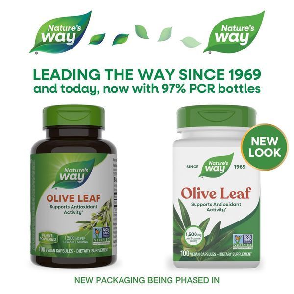 Оливкове Листя, Olive Leaves, Nature's Way, 1500 мг, 100 Капсул