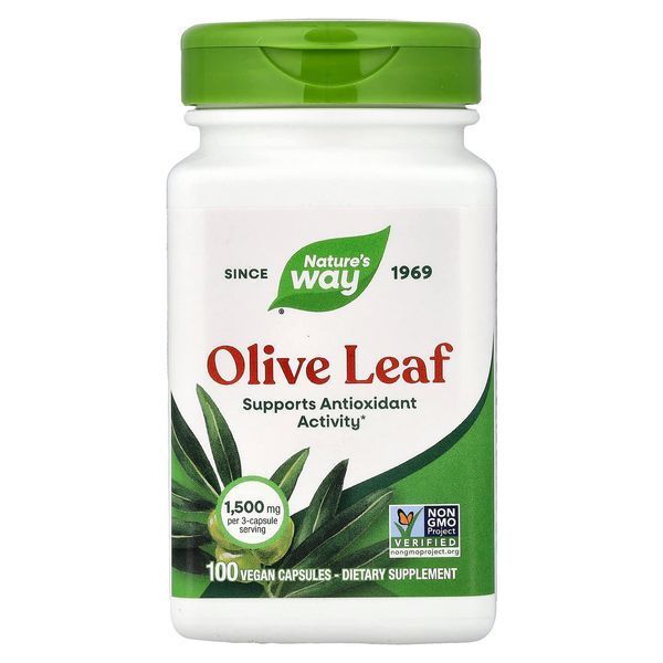 Оливкове Листя, Olive Leaves, Nature's Way, 1500 мг, 100 Капсул