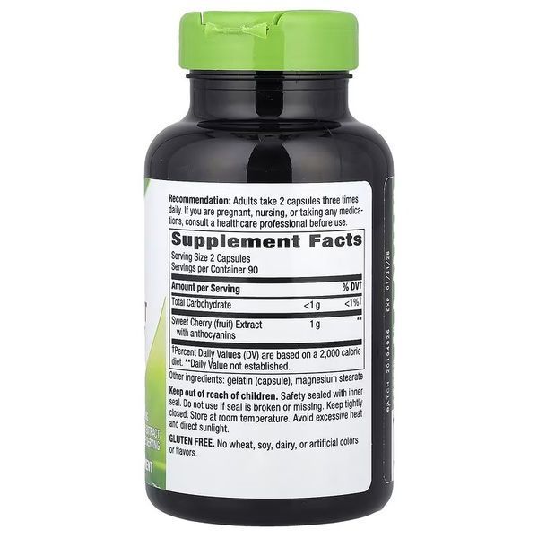 Екстракт черешні, 1000 мг, Cherry Fruit, Sweet Cherry Extract, Nature's Way, 180 капсул
