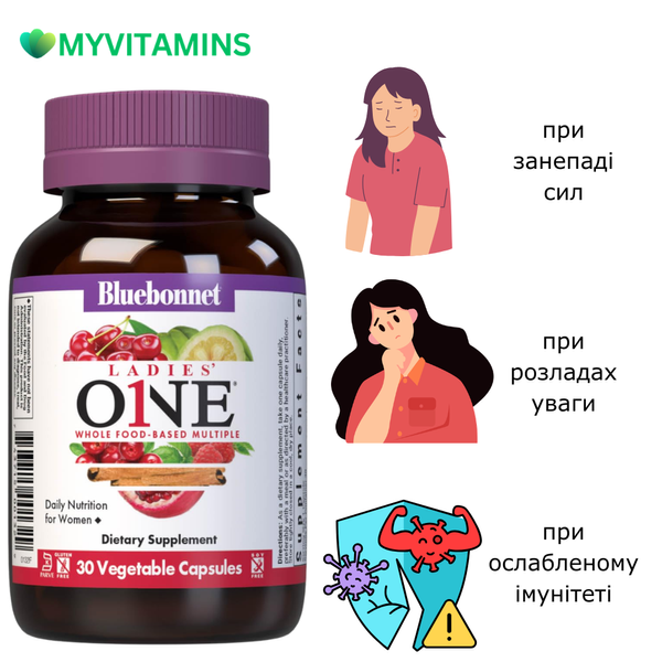 Женские Мультивитамины, Ladies' One, Bluebonnet Nutrition, 30 растительных капсул