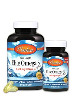 Омега-3, Вкус Лимона, Elite Omega-3 Gems, Carlson, 90+30 желатиновых капсул