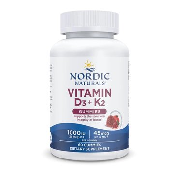 Жувальні вітаміни D3 + K2, Гранат, Vitamin D3 K2 Gummies, Nordic Naturals, 60 Жувальних Цукерок