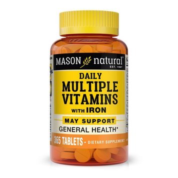 Мультивітаміни із залізом на кожен день, Daily Multiple Vitamins With Iron, Mason Natural, 365 таблеток