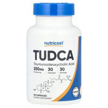 Тауроурсодезоксихолева кислота, 250 мг, TUDCA, Nutricost, 30 капсул