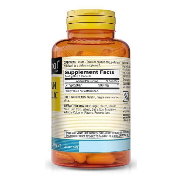 L-триптофан 500 мг, Формула для сну, L-Tryptophan Sleep Formula, Mason Natural, 60 капсул