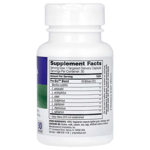 Пробіотики, 10 млрд КУО, Pro-Bio, Enzymedica, 30 капсул