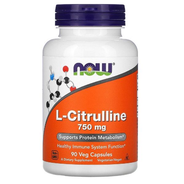 L-Цитрулін 750мг, Now Foods, L-Citrulline, 90 вегетаріанських капсул