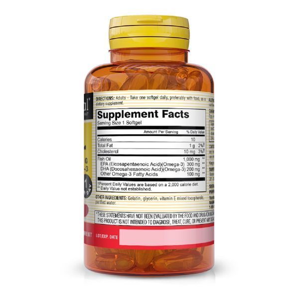 Рыбий жир и Омега-3 1000/600мг, Fish Oil & Omega 3, Mason Natural, 30 гелевых капсул
