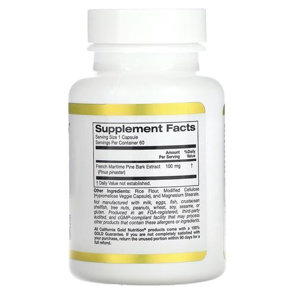 Екстракт кори французької приморської сосни, олігопін, 100 мг, French Maritime Pine Bark Extract, Oligopin, California Gold Nutrition, 60 вегетаріанських капсул