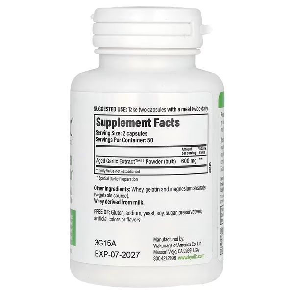 Екстракт часнику, для серцево-судинної системи, Aged Garlic Extract, Cardiovascular, Kyolic, 100 капсул
