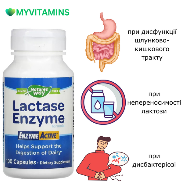 Формула Ферменту Лактази, Lactase Enzyme Formula, Nature's Way, 100 капсул