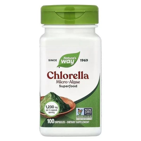 Хлорелла, 1230 мг, Chlorella, Micro-Algae, Nature's Way, 100 вегетаріанських капсул
