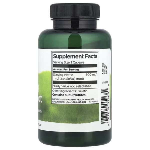 Корінь кропиви, 500 мг, Stinging Nettle Root, Swanson, 100 капсул