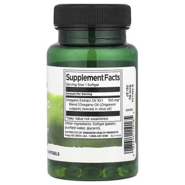 Масло орегано, 150 мг, Oregano Oil, Swanson, 120 гелевых капсул