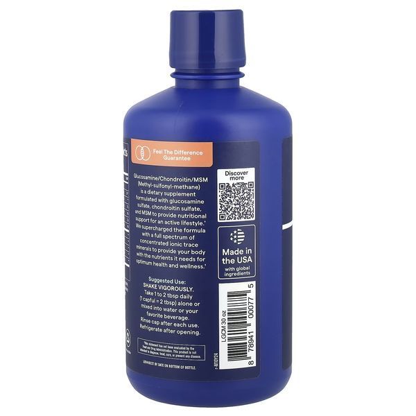 Жидкий глюкозамин, хондроитин и МСМ, вкус голубики, Liquid Glucosamine Chondroitin MSM, Trace Minerals, 946 мл
