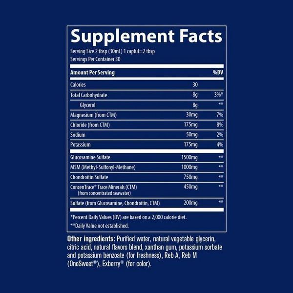 Жидкий глюкозамин, хондроитин и МСМ, вкус голубики, Liquid Glucosamine Chondroitin MSM, Trace Minerals, 946 мл