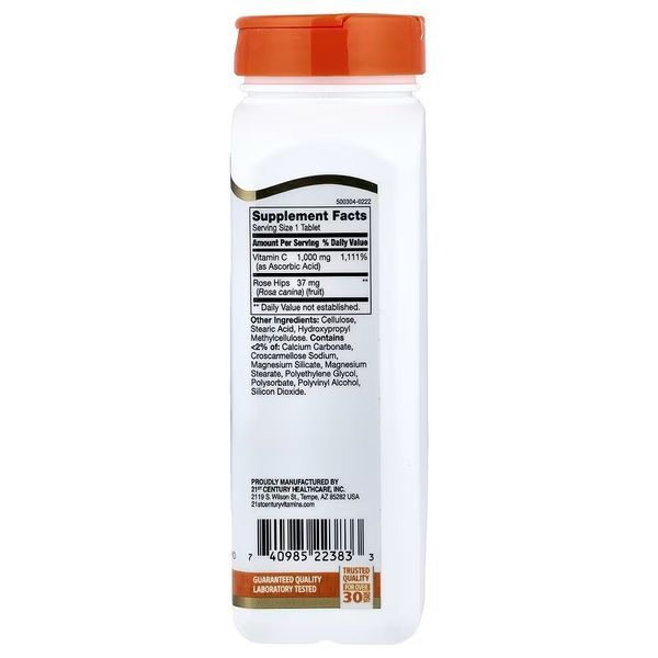 Вітамін C з шипшиною, 1000 мг, Vitamin C with Rose Hips, 21st Century, 110 таблеток