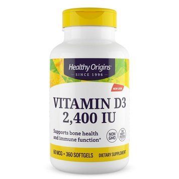 Витамин D3, 2400 МЕ, Vitamin D3, Healthy Origins, 360 желатиновых капсул