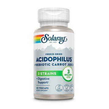 Ацидофилы, Пробиотик и пребиотик морковного сока, Acidophilus 3 Strain Probiotic & Prebiotic Carrot Juice, Solaray, 60 вегетарианских капсул