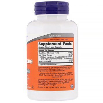 Глутатіон, L-Glutathione, Now Foods, 500 мг, 60 вегетаріанських капсул