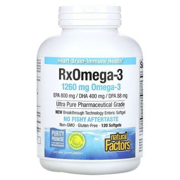 Омега-3, 1260 мг, RxOmega-3, Natural Factors, 120 гелевих капсул
