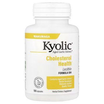 Экстракт чеснока с лецитином, для снижения уровня холестерина, Aged Garlic Extract with Lecithin, Cholesterol Health, Kyolic, 100 капсул