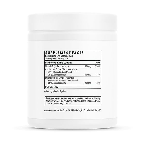Кальцій і Магній з Вітаміном C, Cal-Mag Citrate + Vitamin C, Effervescent Powder, Thorne Research, 214 гр