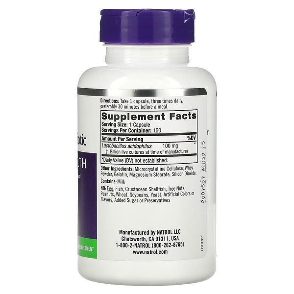 Пробіотик ацидофілус, 1 мільярд, Acidophilus Probiotic, Natrol, 150 капсул