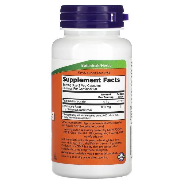 Ехінацея, 400 мг, Echinacea, Now Foods, 100 вегетаріанських капсул