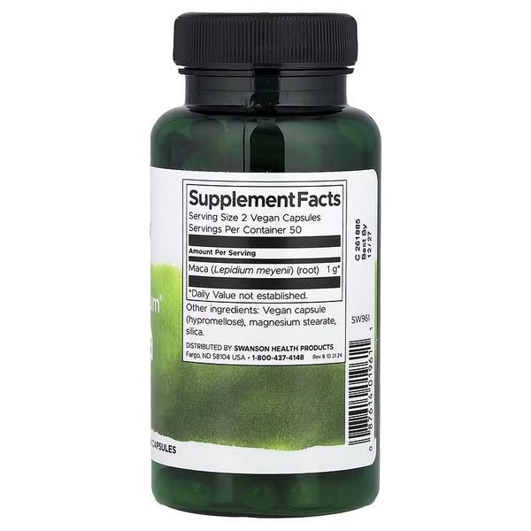 Maca, 500 мг, Full Spectrum Maca, Swanson, 100 веганських капсул