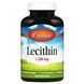 Лецитин, 1200 мг, Lecithin, Carlson, 100 желатинових капсул