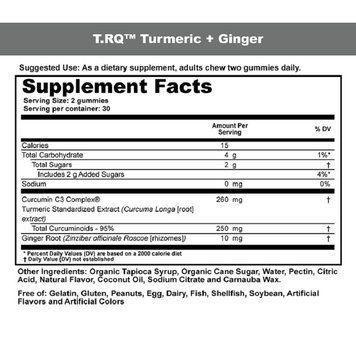 Куркума і Імбир, фруктовий смак, Turmeric + Ginger, T-RQ, 60 жувальних цукерок