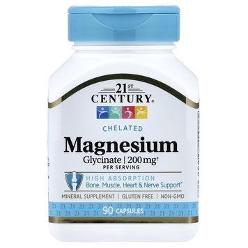 Магній гліцинат, Chelated Magnesium Glycinate, 21st Century, 90 капсул