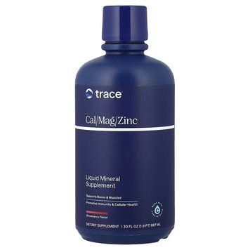 Рідкий кальцій, магній, цинк, смак полуниці Liquid Cal Mag Zinc, Trace Minerals, 946 мл