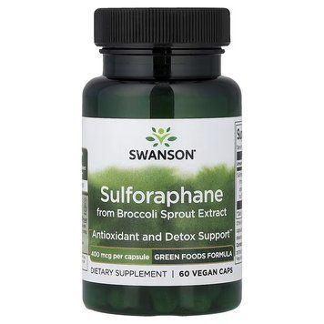 Сульфорафан з екстракту броколі, 400 мкг, Sulforaphane from Broccoli Sprout Extract, Swanson, 60 веганських капсул