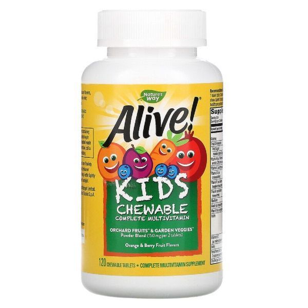 Мультивітаміни для Дітей, Alive, Nature's Way, Смак ягід і Апельсину, 120 жувальних таблеток