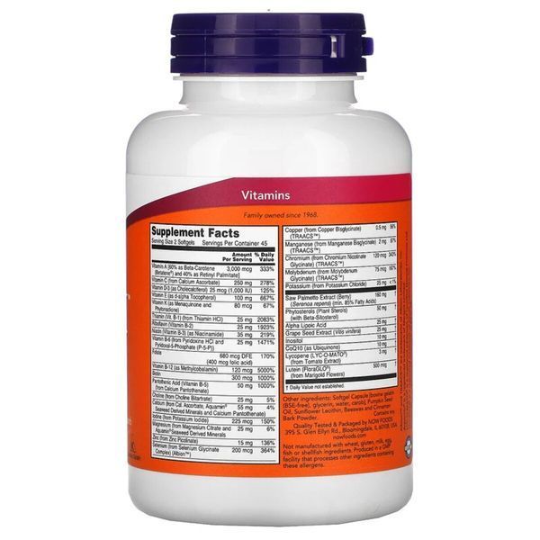 Супер Мультівітаміни для Чоловіків, Adam, Superior Men's Multi, Now Foods, 90 гелевих капсул