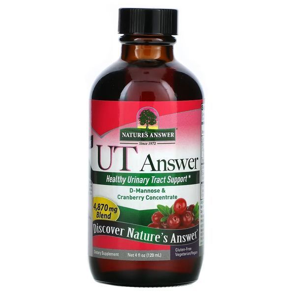 D-манноза з журавлиною, 4870 мг, D-Mannose & Cranberry Concentrate, Nature's Answer, 120 мл