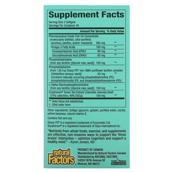 Підтримка роботи мозку, 3 Brains, Higher Thoughts, Natural Factors, 30 гелевих капсул