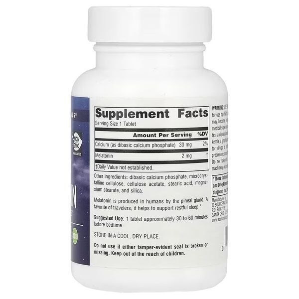 Мелатонин медленного высвобождения, 2 мг, Melatonin, Source Naturals, 240 таблеток